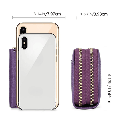 Genuine Leather RFID Wallet Small Zipper Card Holder