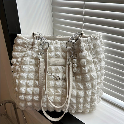 ] Elegant Women's Structured Pleated Bubble Shoulder Bag