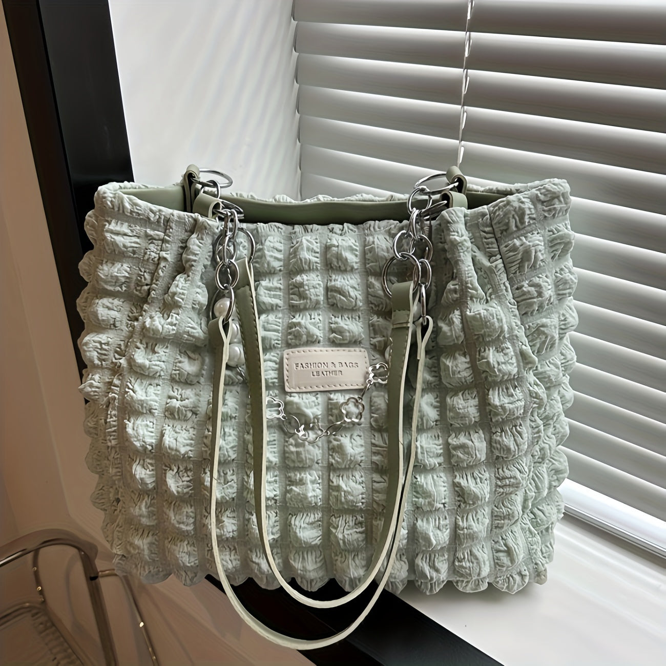 Elegant Women's Structured Pleated Bubble Shoulder Bag