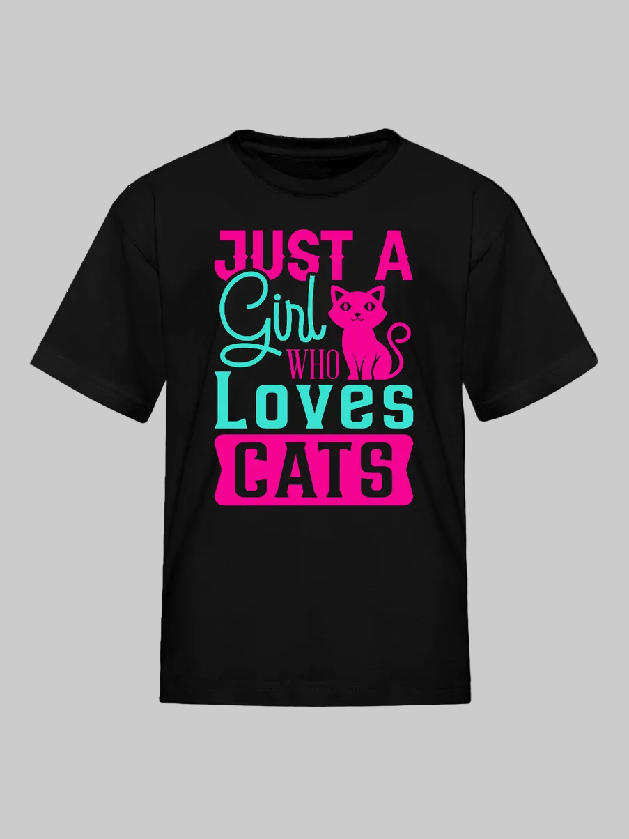 Girls Just A Girl Who Love Cats Short Sleeve Summer T-Shirt