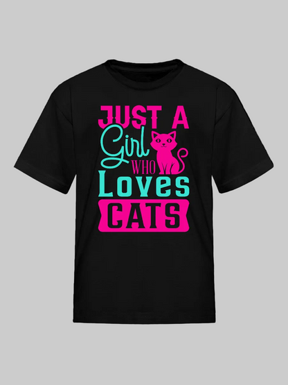 Girls Just A Girl Who Love Cats Short Sleeve Summer T-Shirt