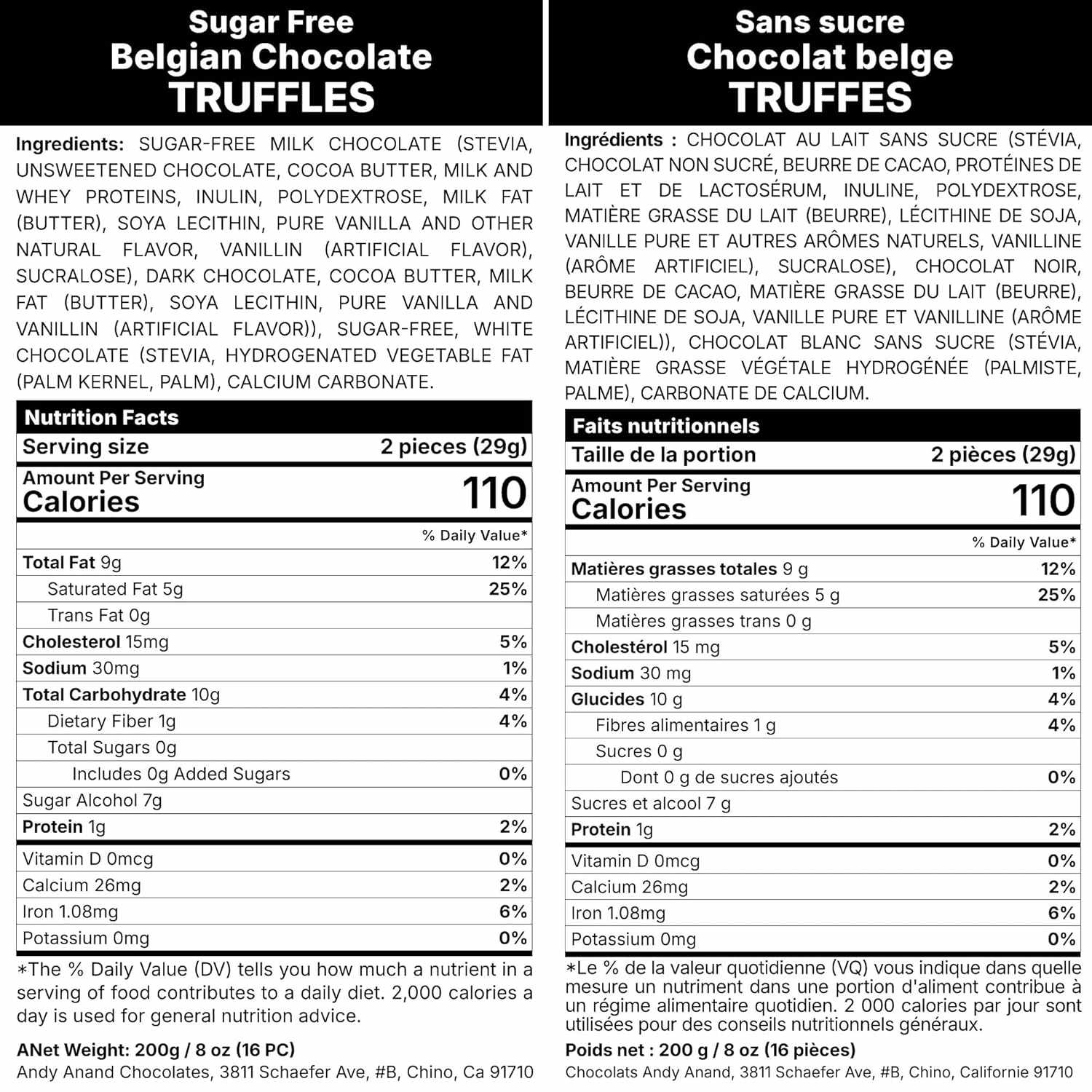 Andy Anand Chef Collection Sugar Free Chocolate Truffles – 15 Pcs, 60% Belgian Chocolate (Cocoa Butter), Gluten-Free, Diabetic-Friendly, Gift Boxed