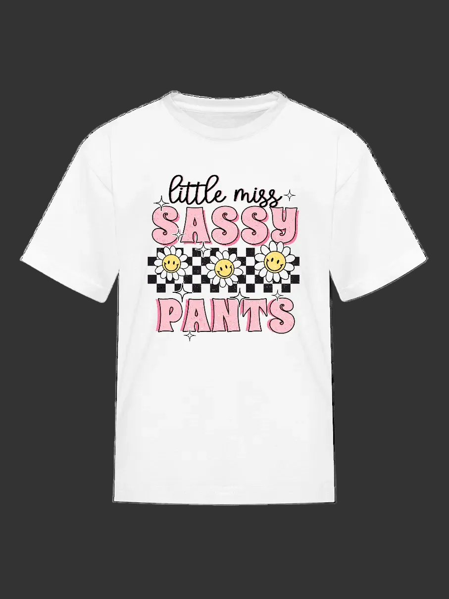 Girls Little Miss Sassy Pants Short Sleeve T-Shirt