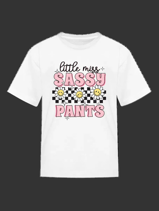 Girls Little Miss Sassy Pants Short Sleeve T-Shirt