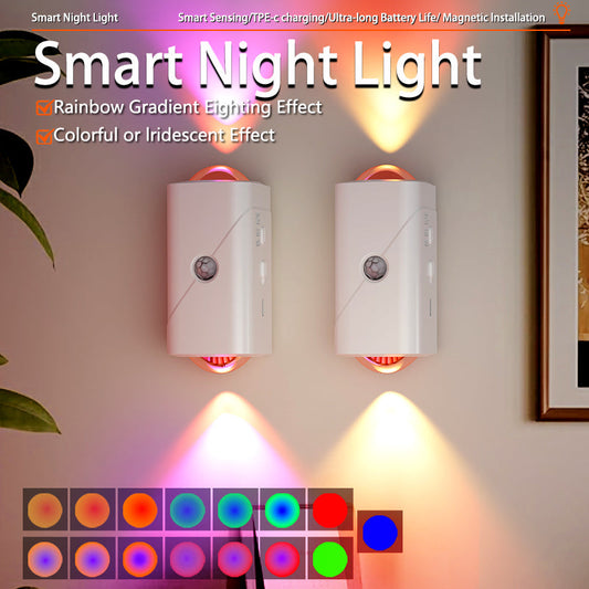 Motion Sensor Night Light,Motion Sensor Light Indoor,USB Type-C Charging,Magnetic Mount,Colorful neon Colors Change,Wall lamp,Battery Operated Wall Sconce for Bedroom,Bathroom