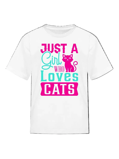 Girls Just A Girl Who Love Cats Short Sleeve Summer T-Shirt