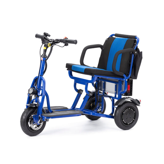COUGAR (Blue) Folding Electric Mobility Scooter 3 Wheel Lightweight Portable Power Travel Scooters