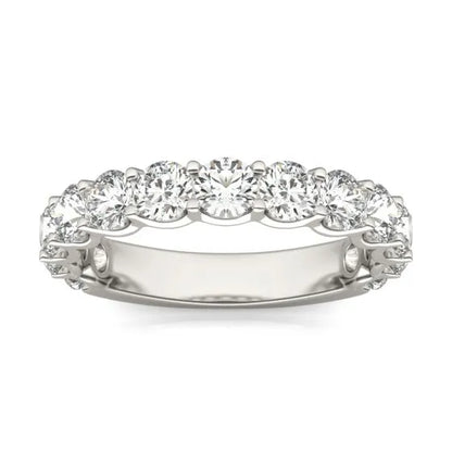 2 1/15 CTW Lab Grown Round Cut Diamond Half Eternity Ring in 14K White Gold - G-VS