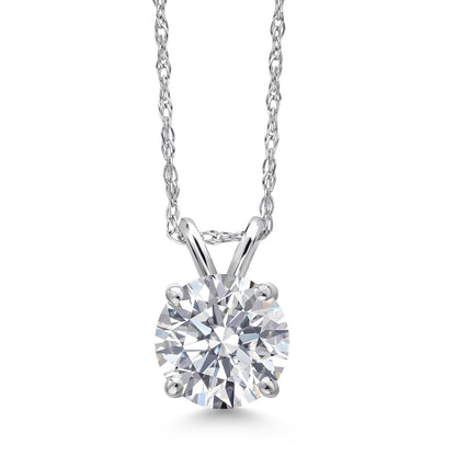 1.00 CTW Round Lab Grown Diamond Pendant Necklace in 14K Gold | AGI Certified | E-F Color, VS1-VS2 Clarity | 18 Inch Chain