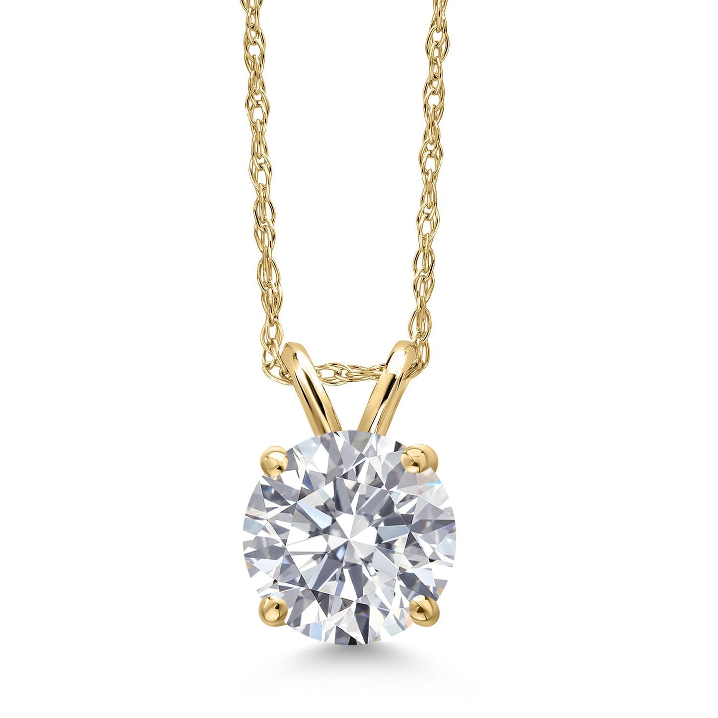1.00 CTW Round Lab Grown Diamond Pendant Necklace in 14K Gold | AGI Certified | E-F Color, VS1-VS2 Clarity | 18 Inch Chain