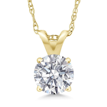 1.00 CTW Lab-Grown Round Diamond Solitaire Pendant in Solid 14K Gold – F Color, VS Clarity, AGI Certified