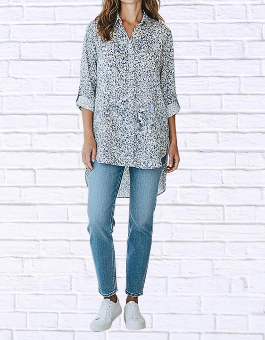 Floral Viscose High-low Shirt