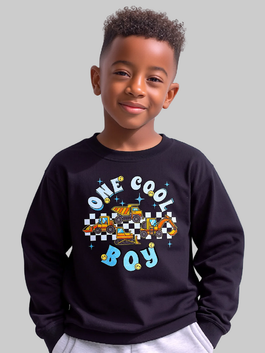 Boys One Cool Boy Long Sleeve Crewneck Sweatshirt