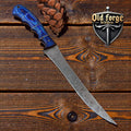 Custom Handmade Damascus Fillet Knife – 7” Blade, Exotic Wood Handle, Leather Case