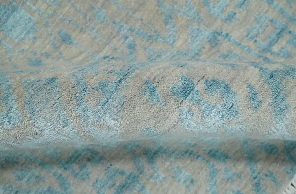 2.6x8 Fine Hand Knotted Camel and Blue Traditional Persian Style Antique Wool and Silk Rug