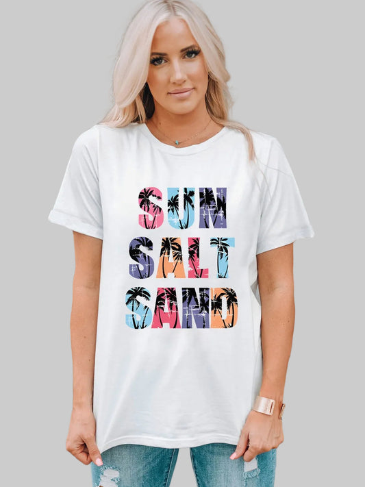 Women Letter Graphic Round Neck Tee