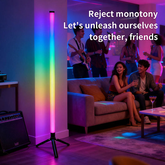 RGB LED Corner Floor Lamp，DIY Floor Lamp with Music Sync, Dynamic Modes,  Remote Control,Standingl Corner Changing Ambience Light, for Living Bedroom Room Gaming Room