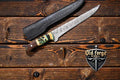 Professional 13” Custom Handmade Damascus Fillet Knife – 8” Flexible Steel Blade with Epoxy Resin & Rosewood Handle