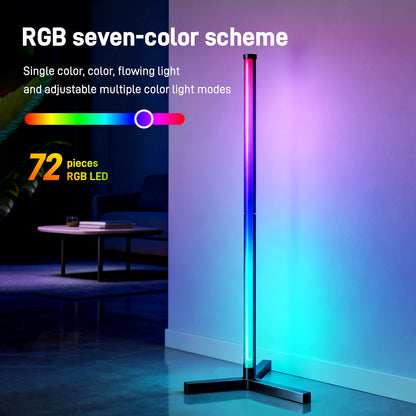 RGB LED Corner Floor Lamp, flip 180°，Remote Control,Standingl Corner Changing Ambience Light, for Living Bedroom Room Gaming Room