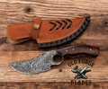 Handmade Damascus Steel Hunting Knife with Rosewood Handle – 9 Inch
