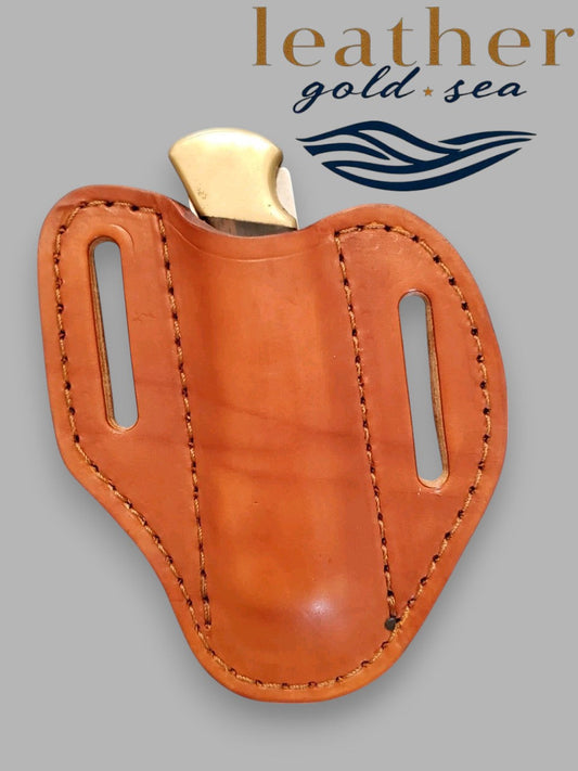 Knife Sheath Western – Orange Handmade Leather