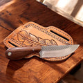 Premium Damascus Steel Hunting Knife - Handcrafted Rosewood Handle with Leather Sheath