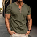 Men's Summer Polo Shirt with Button V-Neck, Short-sleeved