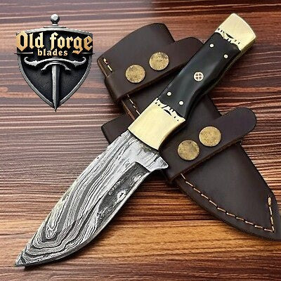 CUSTOM HAND FORGED DAMASCUS STEEL HUNTING FULL TANG EDC – BEST DAMASCUS STEEL HUNTING KNIVES