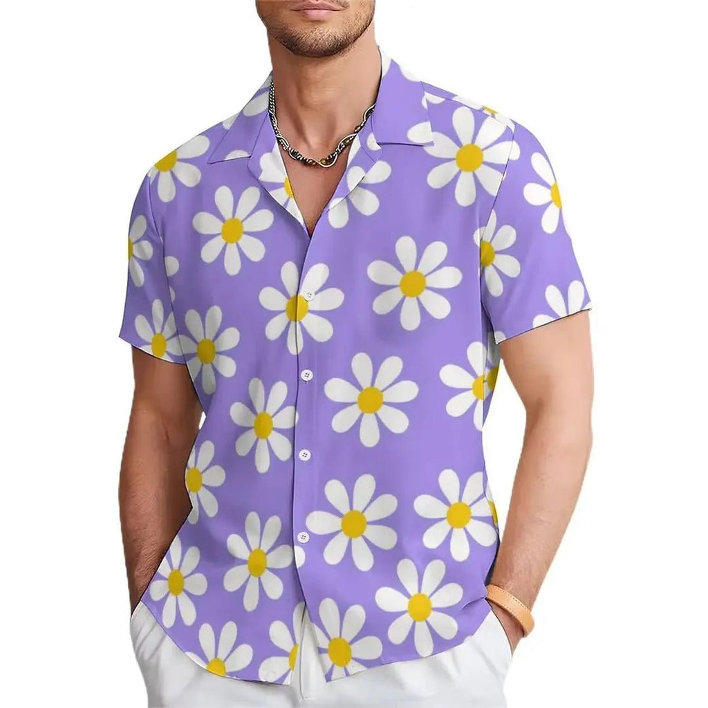 Men's Floral Print Casual Shirt with Unique Design