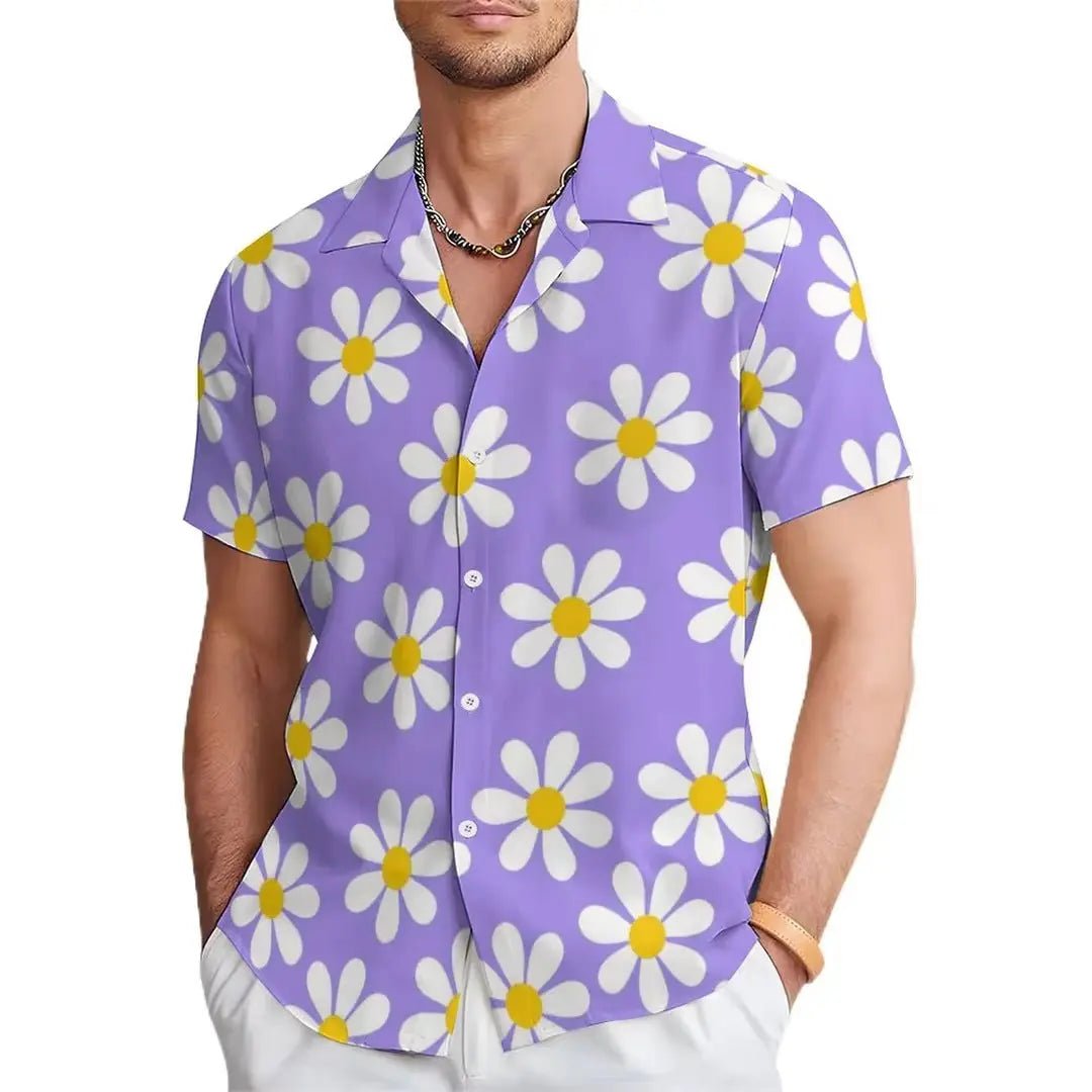Men's Floral Print Casual Shirt with Unique Design