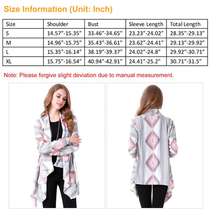 Women Open Front Cardigan Long Sleeve Shawl