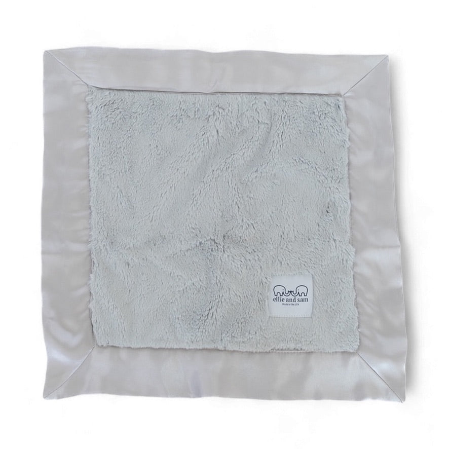 Luxury Baby Lovey Security Blanket with Satin Trim - Silver