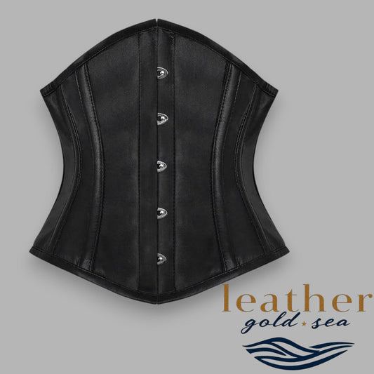 Leather Corsets – Black with Silver Studs, Handmade