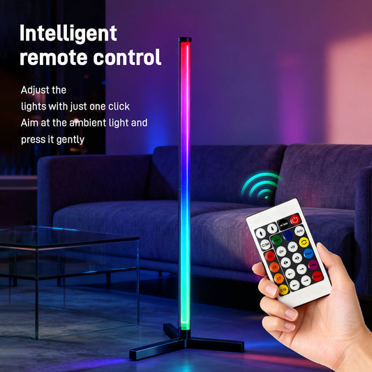 RGB LED Corner Floor Lamp, flip 180°，Remote Control,Standingl Corner Changing Ambience Light, for Living Bedroom Room Gaming Room