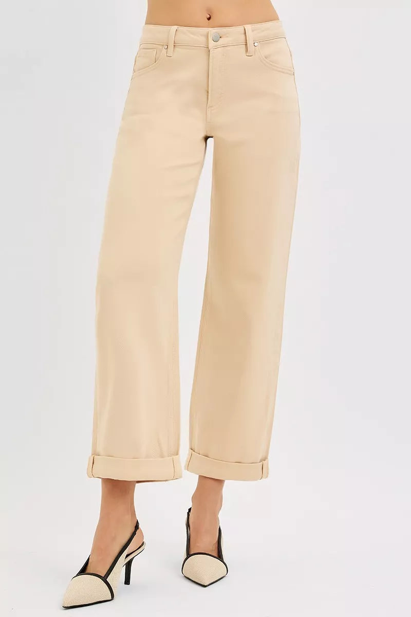 RISEN Tummy Control Mid Rise Ankle Barrel Relaxed Baggy