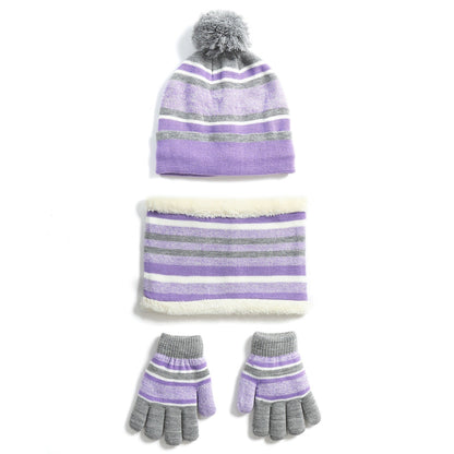 Kids Winter Warm Knitted Hat Scarf Gloves Set