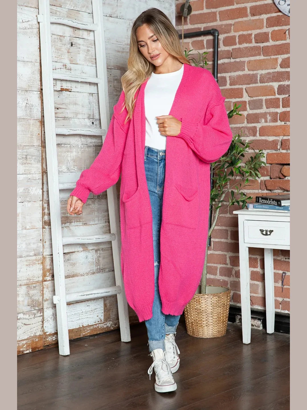 Letter Dropped Shoulder Long Sleeve Cardigan