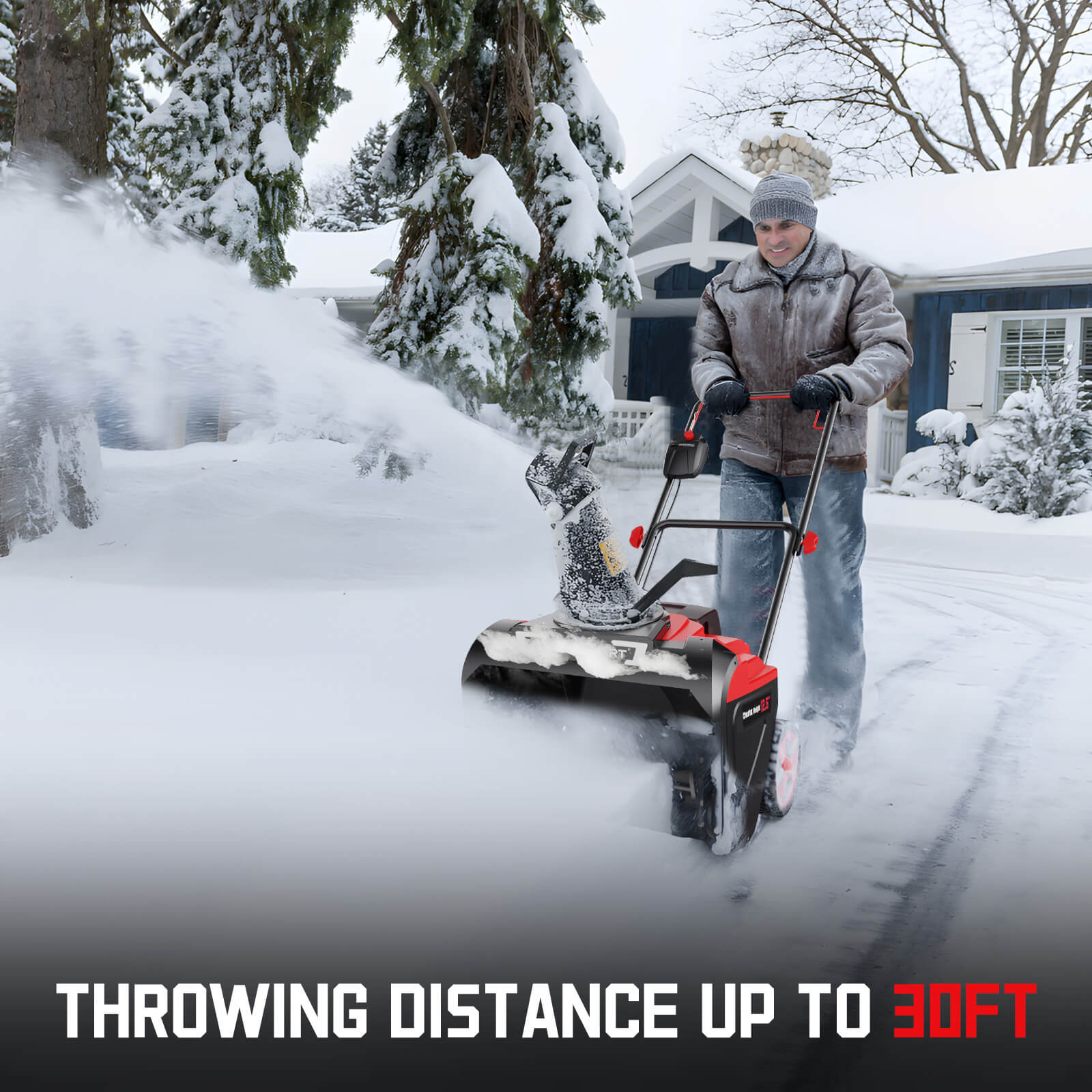 40V 21'' Single Stage Push Cordless Snow Blower w/ Battery & Charger HB2421A-W