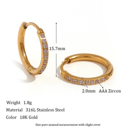 Women's Fashion Titanium Steel Rounded Edge Zircon Earrings