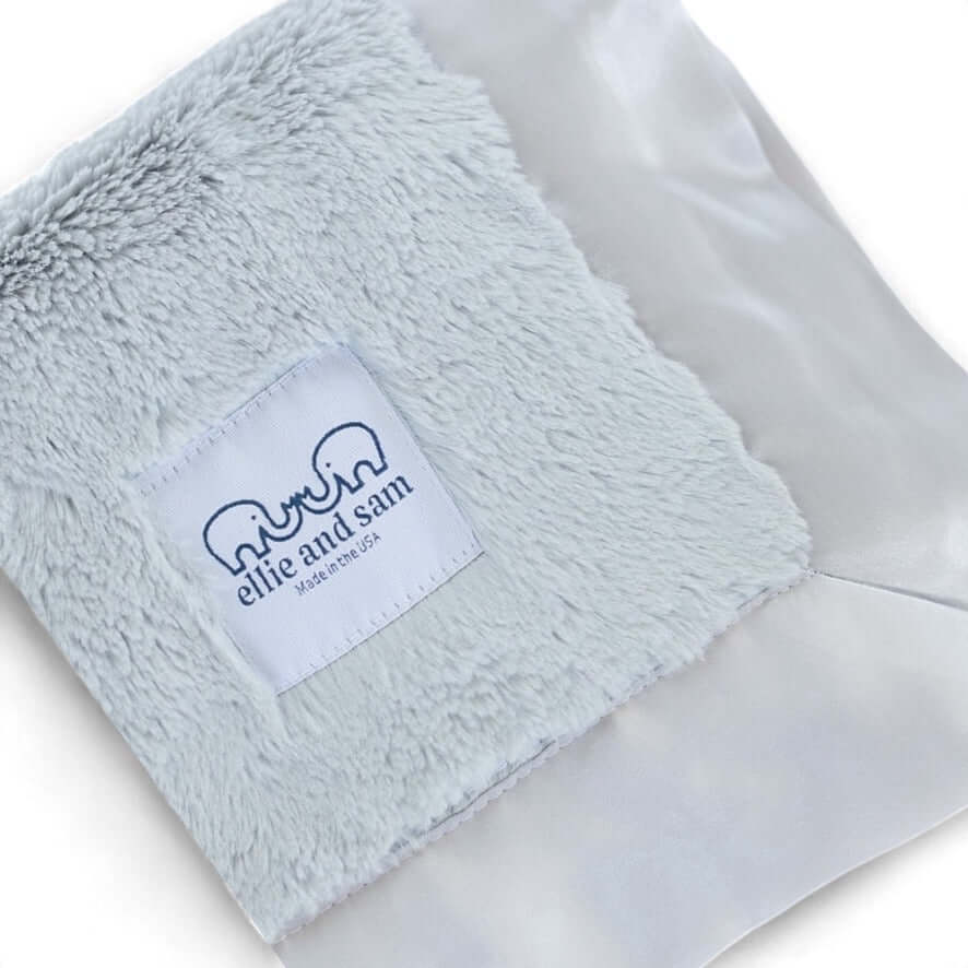 Luxury Baby Lovey Security Blanket with Satin Trim - Silver