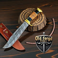 Hand Forged Damascus Bowie Hunting Knife – Domestic Steel Knives 15″ EDC