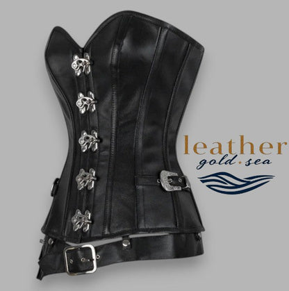 Leather Corset Custom – Handcrafted Black Steel Boned