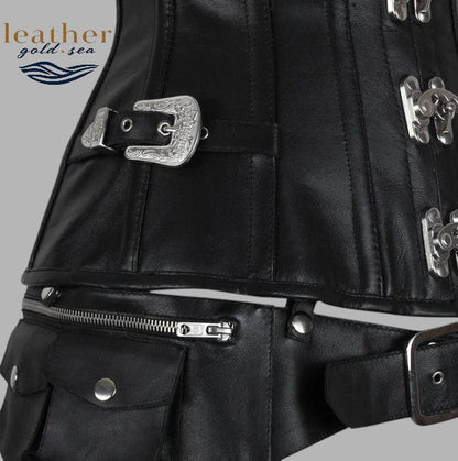 Leather Corset Custom – Handcrafted Black Steel Boned