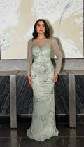 Moral Modest Long Sleeve Flower Mermaid Gown