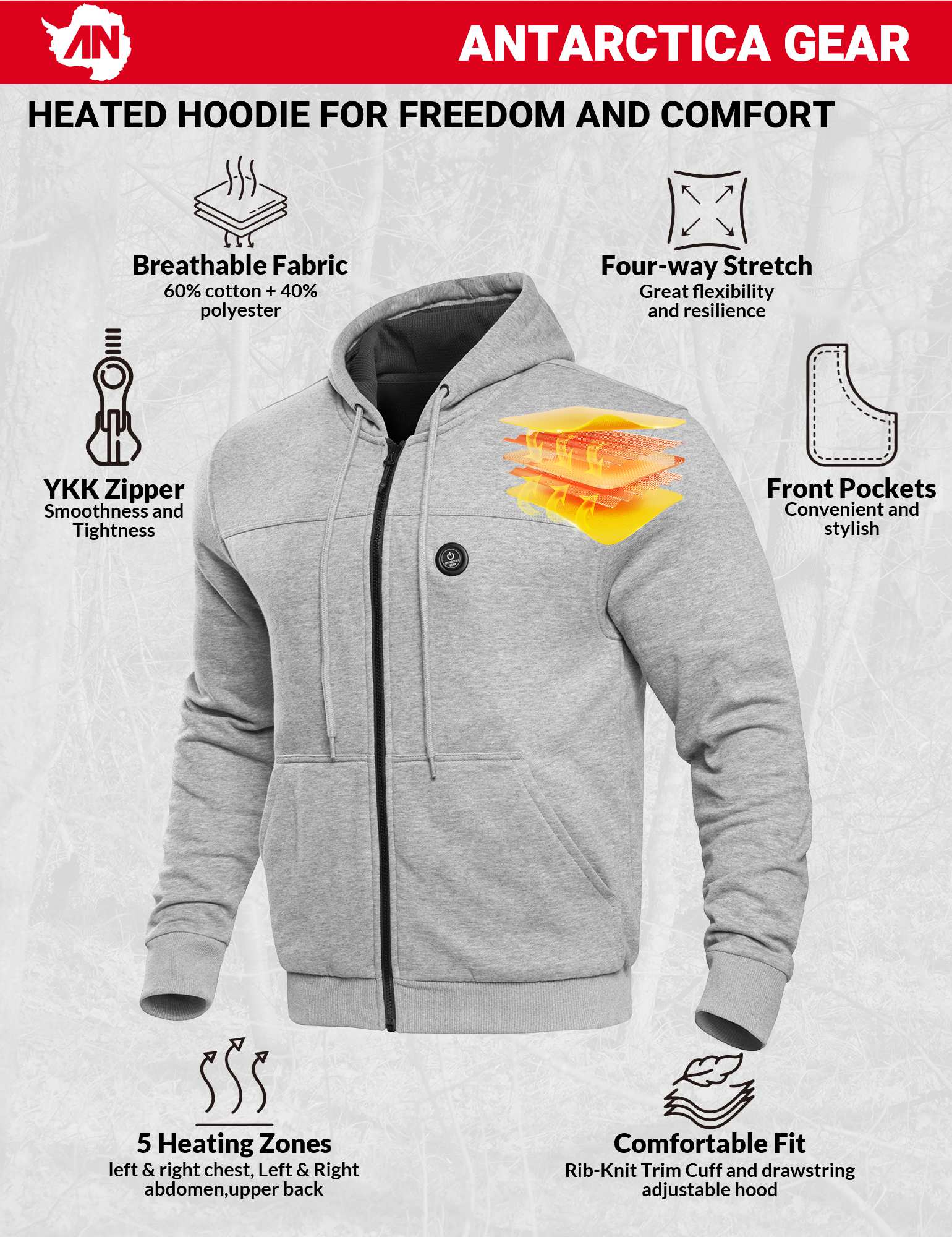 ANTARCTICA GEAR Heated Hoodie Sweater for Women Heated Sweatshir