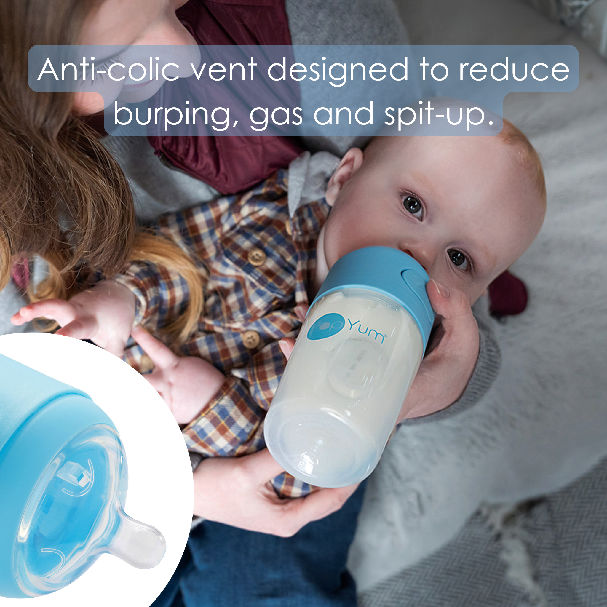 PopYum Blue Formula Making Baby Bottle 4-Pack Set with White Drying Rack Bundle