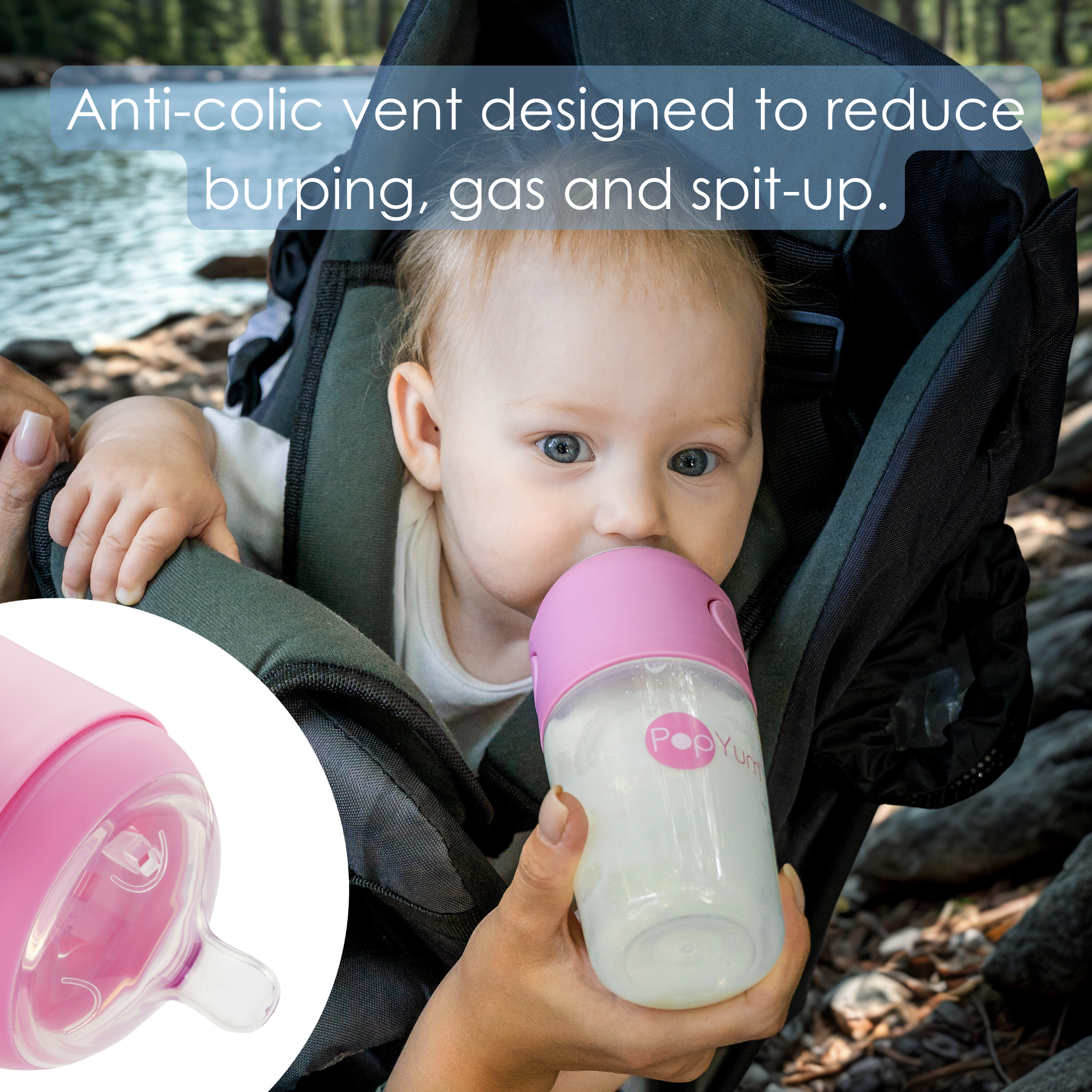 PopYum Baby Bottle Starter Set for Breast and Formula Feeding, 4-Pack, Pink, 2x 5oz Bottles (150ml) + 2x 9oz Bottles (260ml)