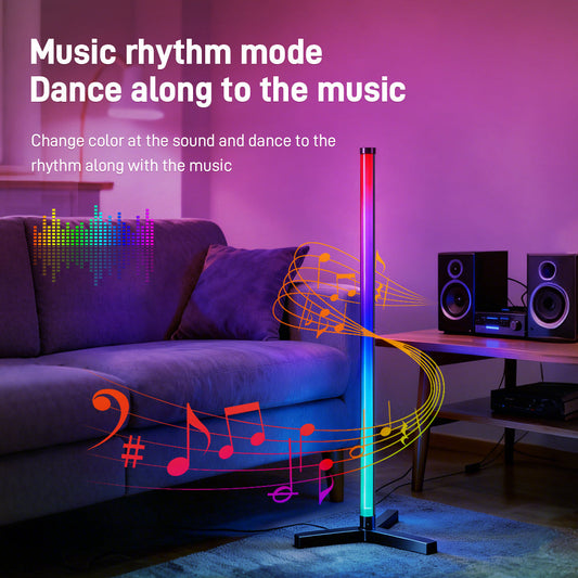 RGB LED Corner Floor Lamp, flip 180°，Remote Control,Standingl Corner Changing Ambience Light, for Living Bedroom Room Gaming Room