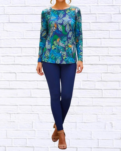 Tropical Toucan Print Long Sleeve Top
