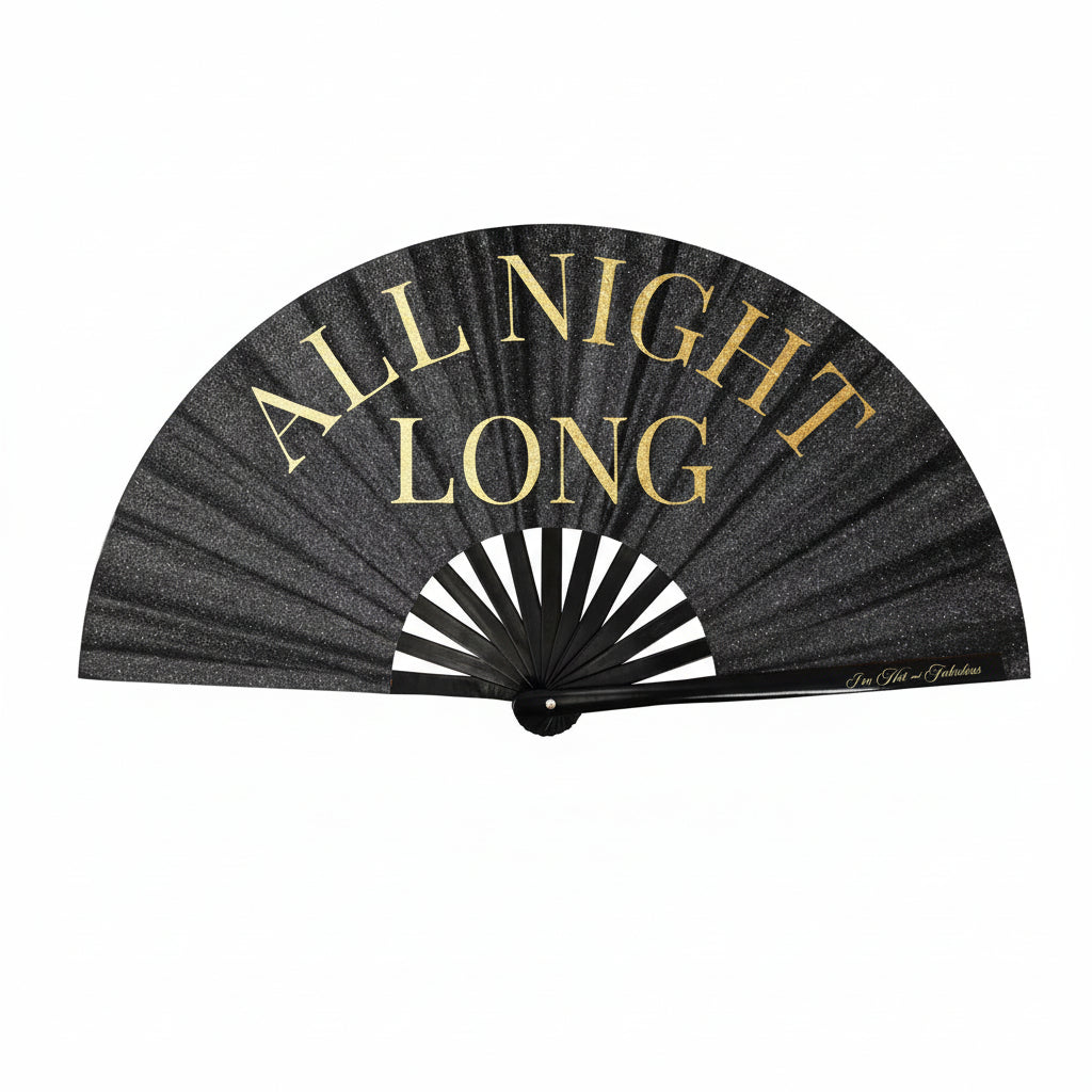 Black Sparkle All Night Long XL Hand Fan